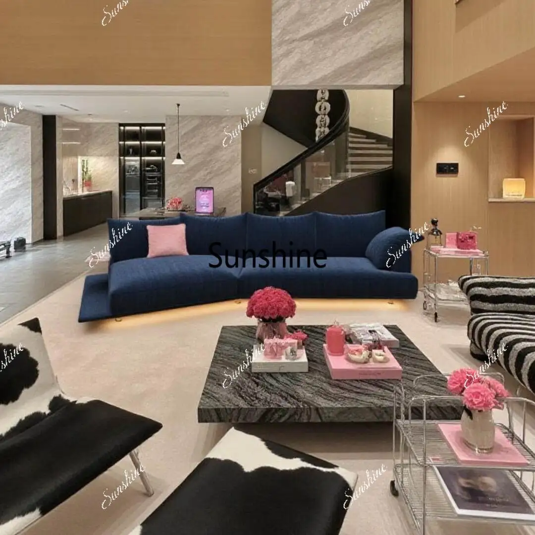 Italian minimalist light luxury cream style petal sofa living room simple and modern