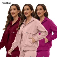 Niaahinn-Chaquetas de enfermería de manga larga, uniformes de enfermera profesional, chaqueta de farmacia, abrigo con cremallera, uniformes de trabajo al aire libre