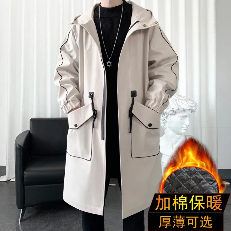 Trench Coat Men's Mid-Length Spring plus Size Men's New Clothes Spring and Autumn Senior Long Men's Casual Coat