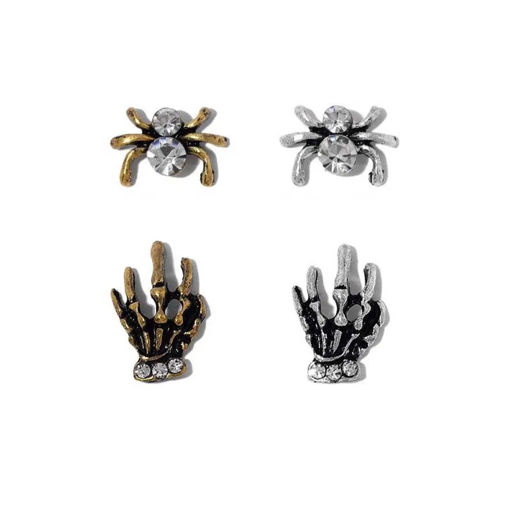 5Pcs/set Nail Supplies Halloween Spider Nail Decorations Manicure Material DIY Nail Ornaments Halloween Metal Nail Accessories