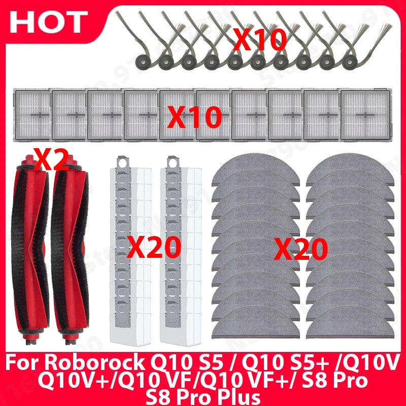 

Fit For Roborock Q10 S5 / Q10 S5+ /Q10V/Q10V+/Q10 VF/Q10 VF+/ S8 Pro/S8 Pro Plus Parts Main Side Brush Filter Mop Cloth Dust Bag