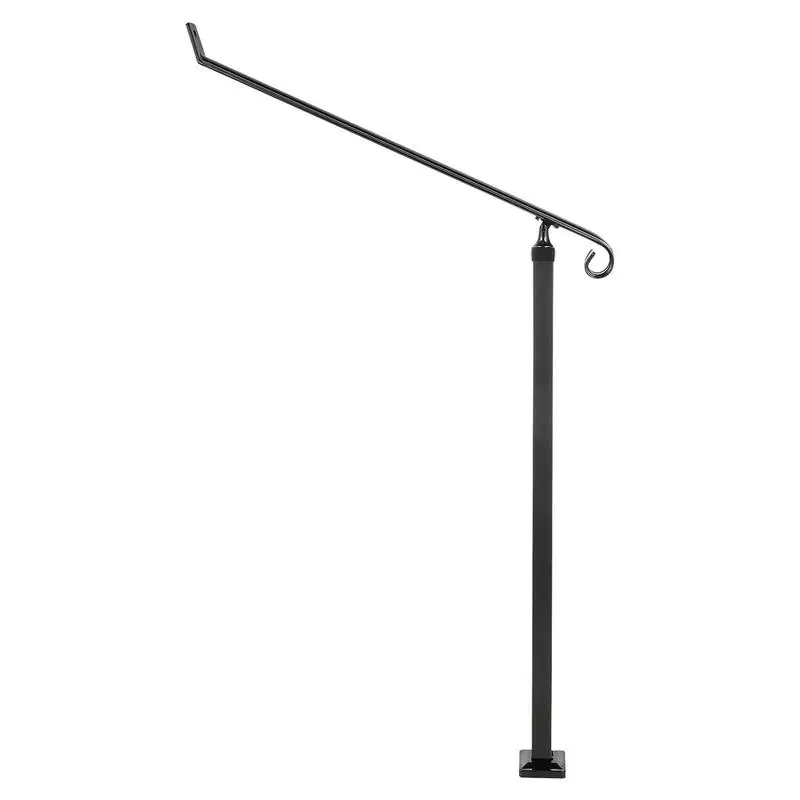 Handrails for Outdoor Steps 1-2 Step Railings Wrought Iron Handrail Stair Railings for Steps Black Iron Railings for Steps Wall and Floor Mounted with Installation Kit