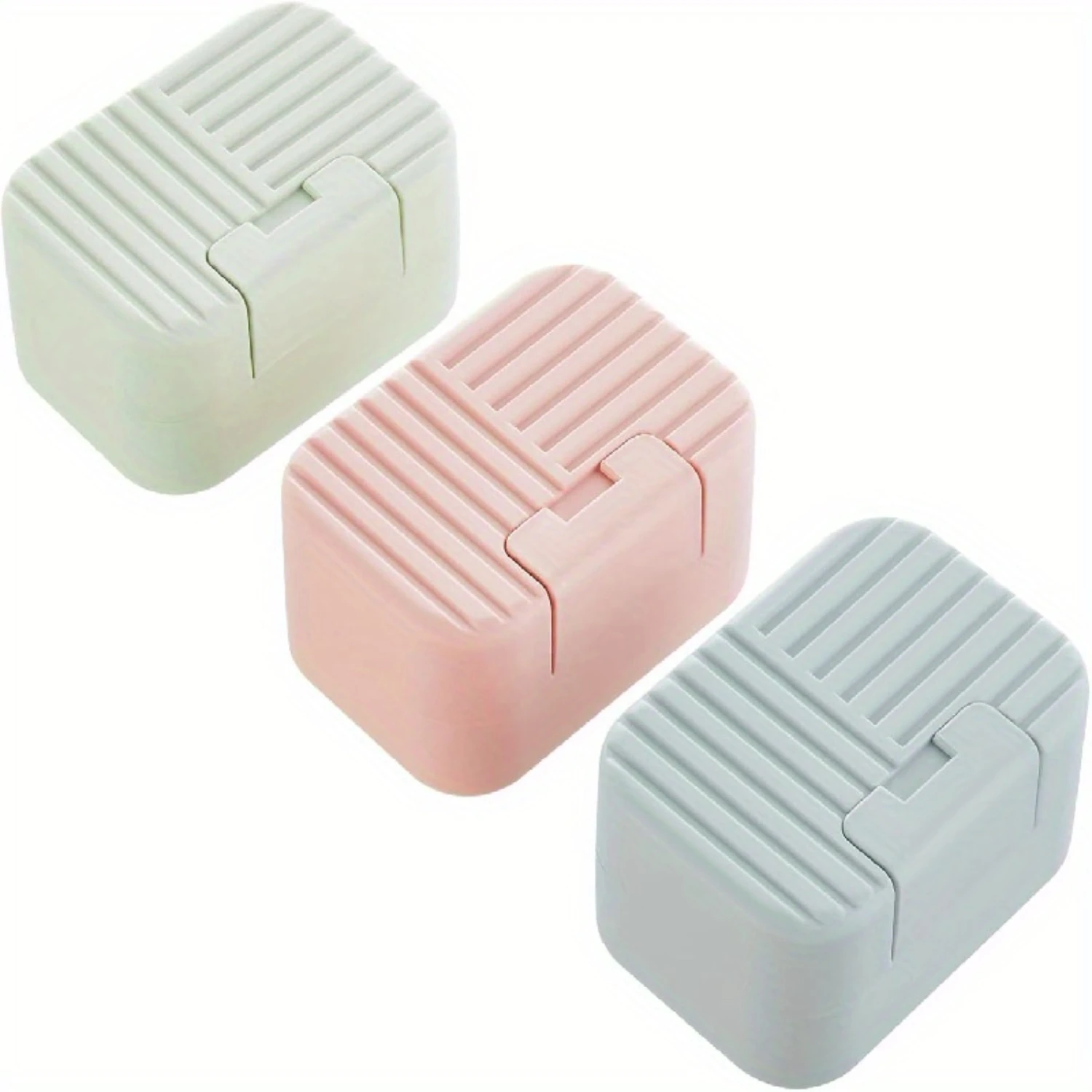 3pcs Plastic Rectangle Soap Box, Travel Soap Container With Lid, Portable Soap Case, Soap Dishes For Travel Camping Gym, Travel 