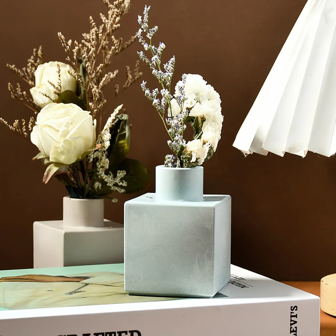 Mini Handmade Concrete Planter Flower Vase Molds Square Cube Plaster Silicone Mold Succulent Plant Pot Room Decor Mould