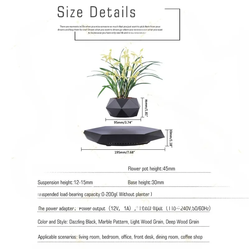 for High Quality Personalized Magnetic Floating Suspension Modern Smart Garden Interior Decoration Succulent Plant Pot