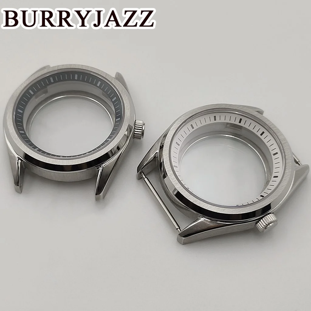 BURRYJAZZ 40mm NH34 NH35 NH36 NH38 NH39 NH70 NH72 Watch Case Silver Stainless Steel Case Waterproof Sapphire Crysta