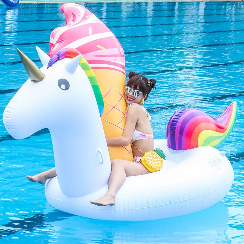Personalized Custom PVC Inflatable Animal Float Unicorn Flamingo Lounge Floating Pad Water Bed For Pool Beach Summer Play