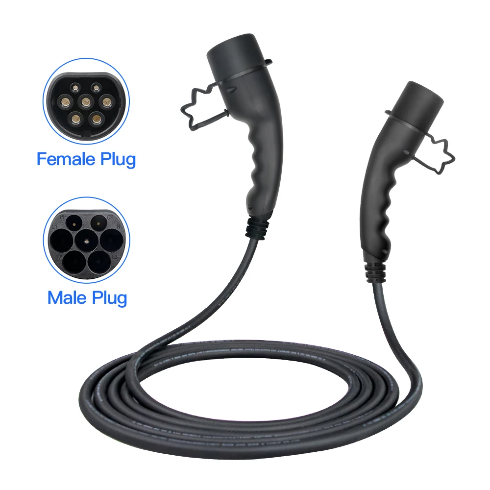 16A/32A 1P/3P 3.6kW/7.2kW/11kW/22KW EV Charging Cable Type 2 EVSE Charging Station Female to Male Plug With EV Cord 5M