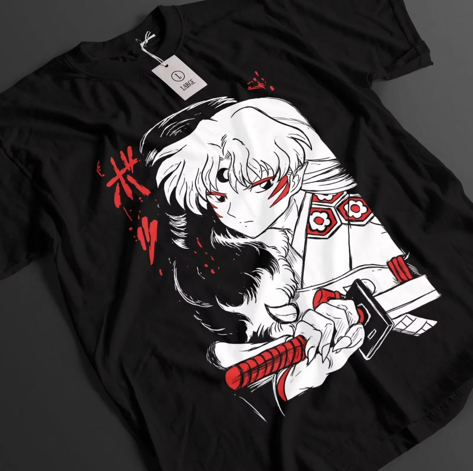 Inuyasha T-shirt Sesshomaru T-shirt Anime T-shirt Men's and Women's Summer Cotton Comfortable Loose Fashion Short Sleeve Top