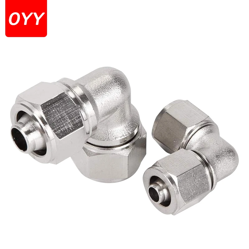 30PCS Pneumatic Fittings All Copper Quick Screw Joint PV-4 6 8 10 12 14 16mm Trachea Right Angle Quick Connector