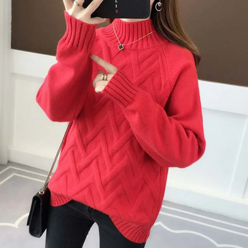 

New Womens Pullover Sweater Coat Extra-Large Autumn Winter Turtleneck Knit Base Shirt Female Casual Warm Sweaters Outerwear 6XL
