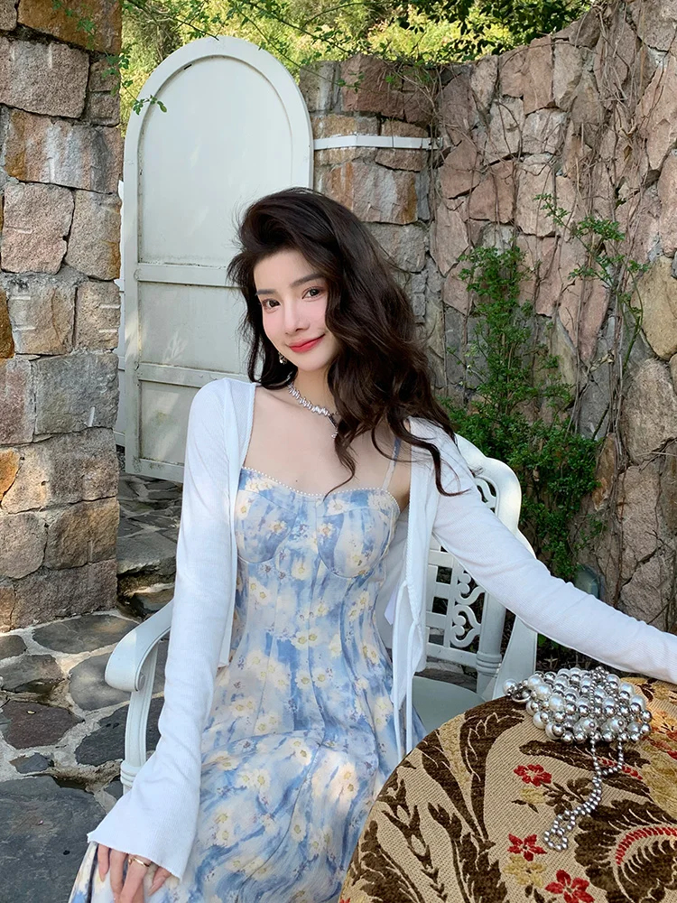 

Deng Liujiu женский вязаный длинный све тонкий Dr с v-образным вырезом и узлом повседневный Sle из полиэфирного волокна весна-лето облегающий крой