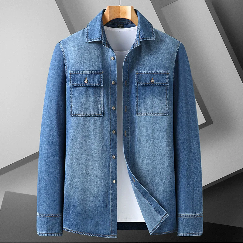 Jeans Shirt Fashion For Men - Herren Slim Fit Baumwoll-Jeanshemd Herbst Smart