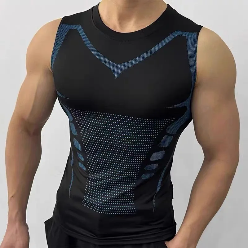 

Basketball sports vest, tight fitting fitness track and field men's high bounce speed dry sleeveless T-shirt, short sleeved cami