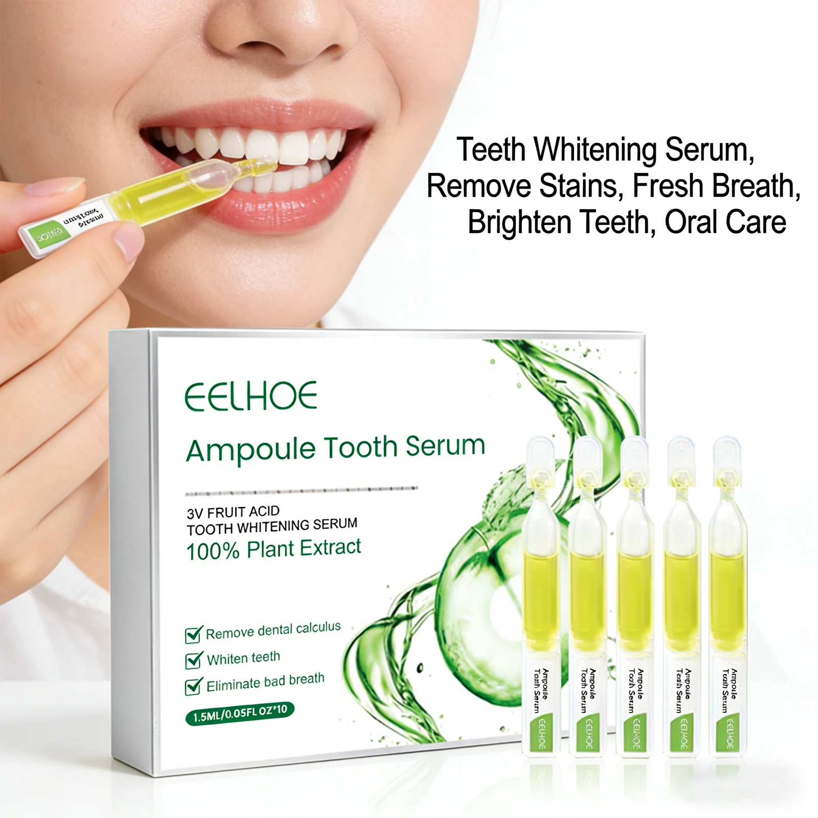 

Tooth Whitening Essence Remove Dental Plaque Eliminate Bad Breath Relieve Tooth Sensitivity and Gum Bleeding Ampoule Tooth Serum
