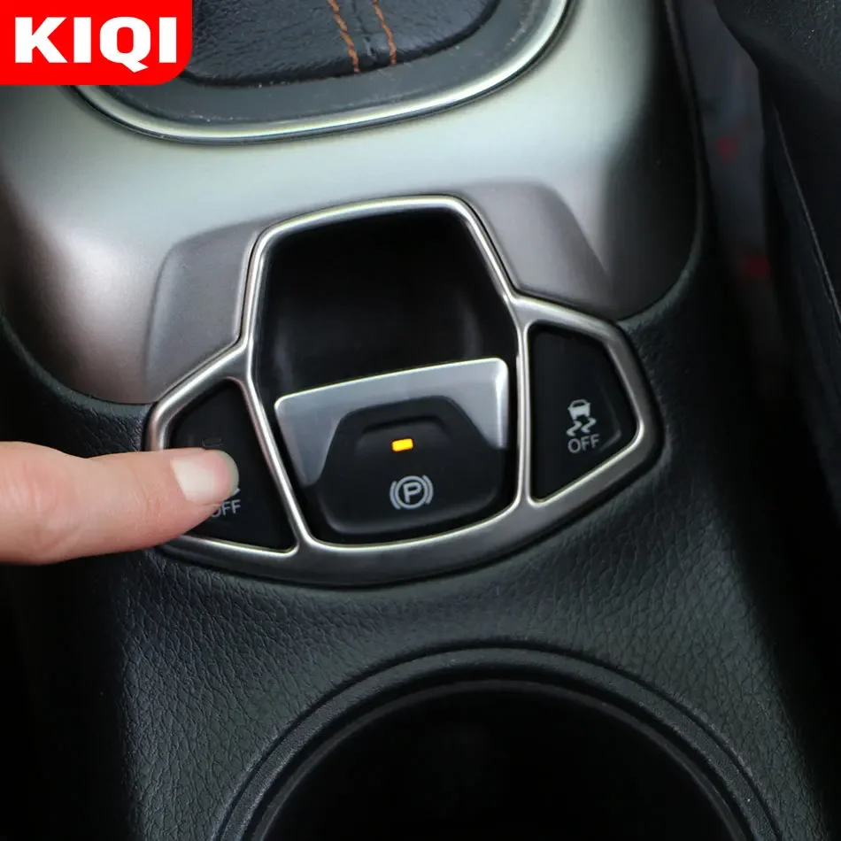 Car Stainless Steel Electronic Auto Handbrake Hand Brake Button Panel Trim Cover Sticker for Jeep Compass 2017 2018 2019