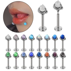 1PC 361L Surgical Steel Dragon Claw With Opalite Center Labret Lip Ring Ear Cartilage Tragus Helix Piercing Screw Fit Top 16g