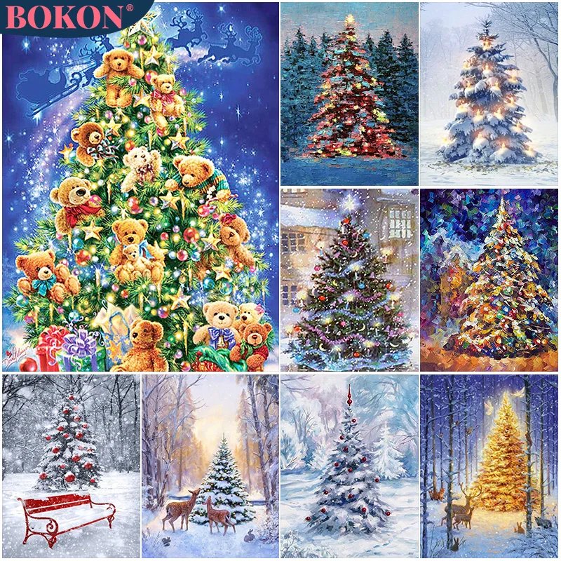 

Christmas Tree 5D Diamond Painting Christmas Elk Snow Full Diamond Mosaic Diamond Embroidery Kit DIY Rhinestone Home Decoration