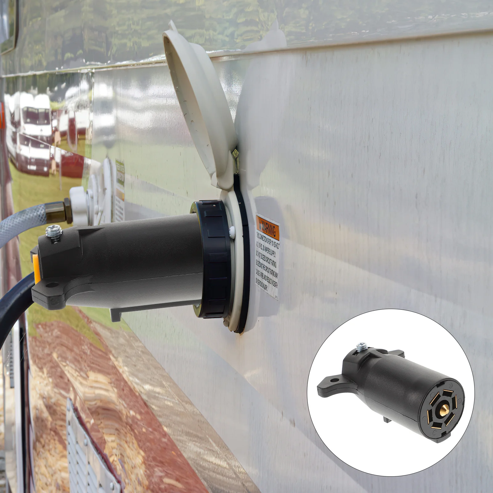 

7 Pin Rv Light Connector Plug Black Trailer Wiring Adapter For Car Boat Rv Trailer Plug Adapter Electrical Connection