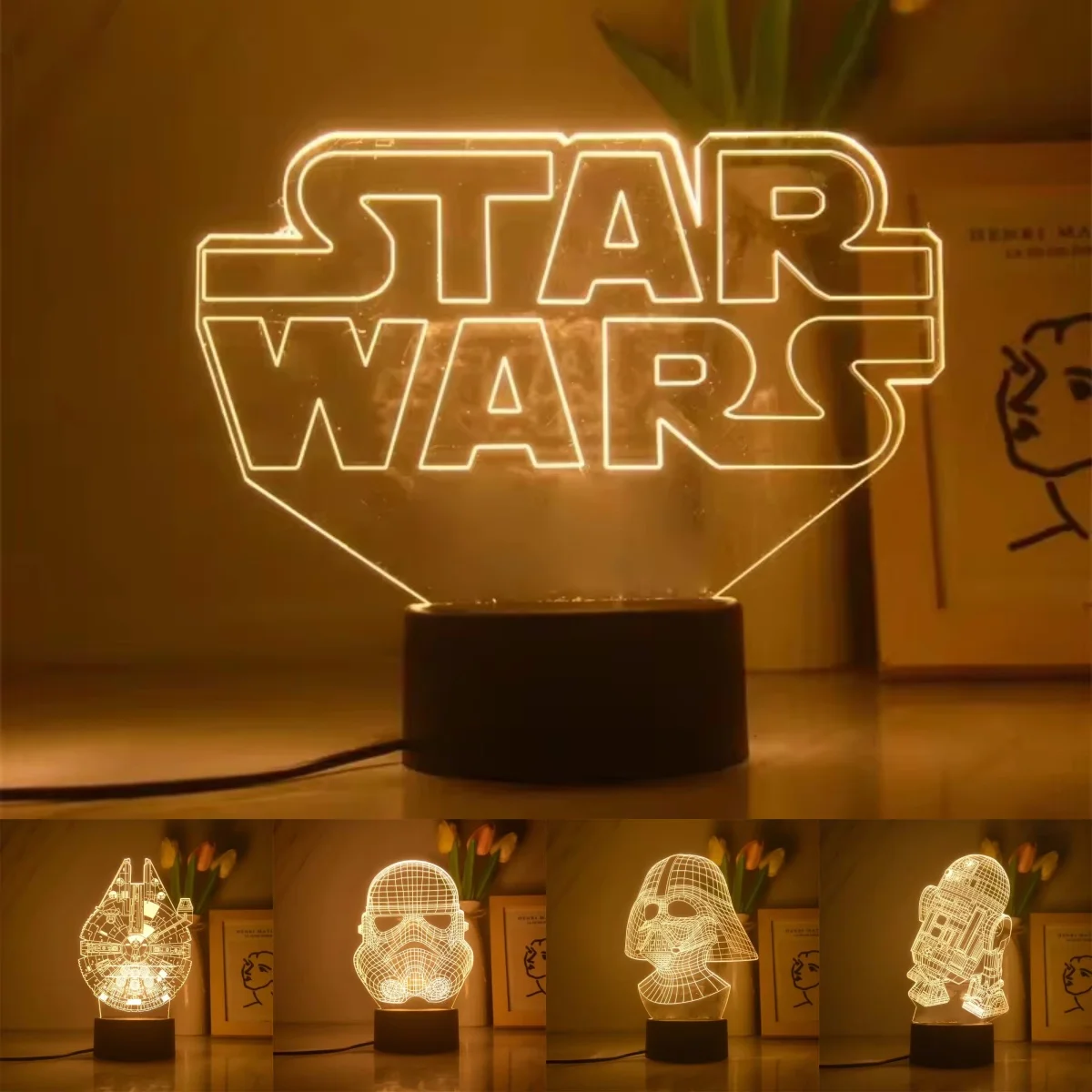 Disney-Lámpara 3D de bebé Yoda, luz nocturna de Star Wars, figuras de acción, juguetes, Blanco cálido, regalo de cumpleaños y Navidad, juguetes para niños