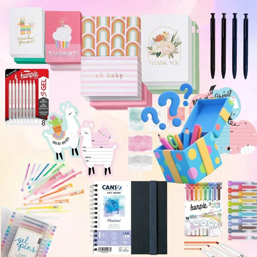 

Random mysterious stationery gift box, full of practical and good items, great value and surprise.