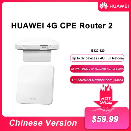 화웨이 라우터 2 B320-820 와이파이 리피터, 4G LTE 195 Mbps 무선 신호 증폭기, Sim 카드 슬롯 포함, 최대 32 개 장치 지지대 