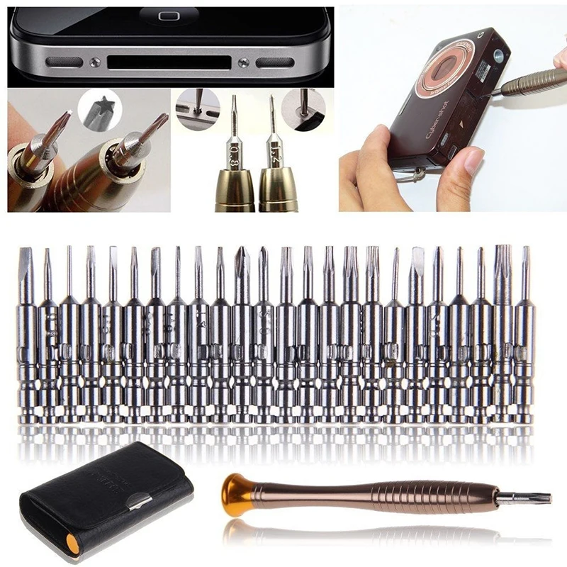 Jeu de Tournevis de Précision Multifonctionnel 25 en 1, Kit d'Outils à Main pour Réparation d'Ordinateur, Téléphone Portable et PC