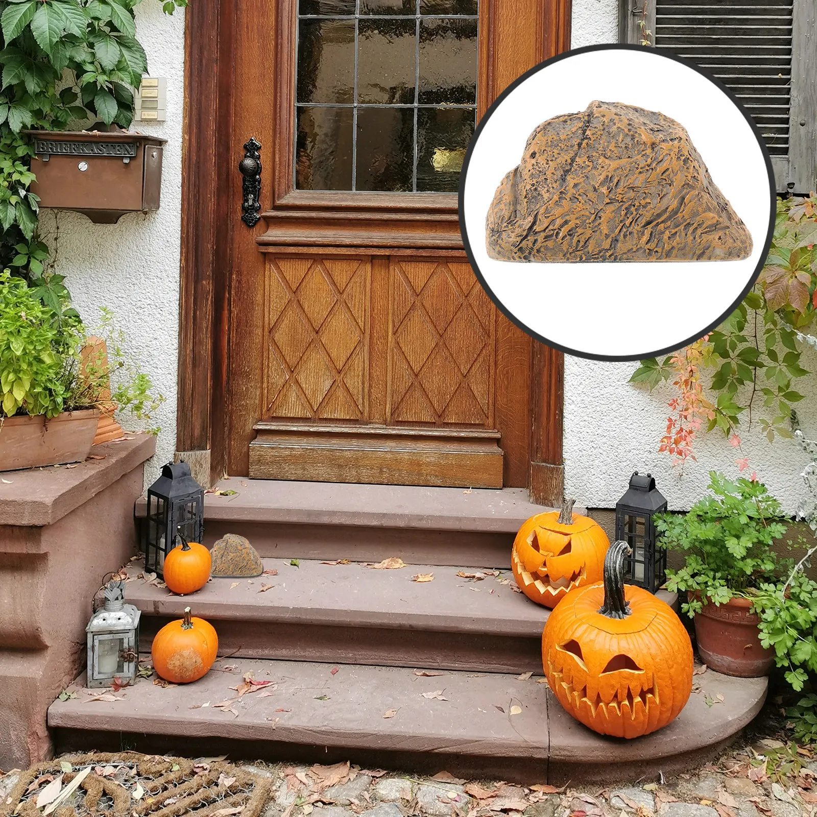 Outdoor Rustic Stone Shape Simulation Key Storage Box Resin Hidden Key Hider Garden Decorative Garden Storage Box