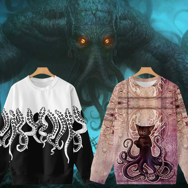 Octopus sweater Cartoon Peripheral Round Neck Sweater Kerry Carve Qing Paimeng Impression Long Sleeve T-shirt anime Clothes Coat