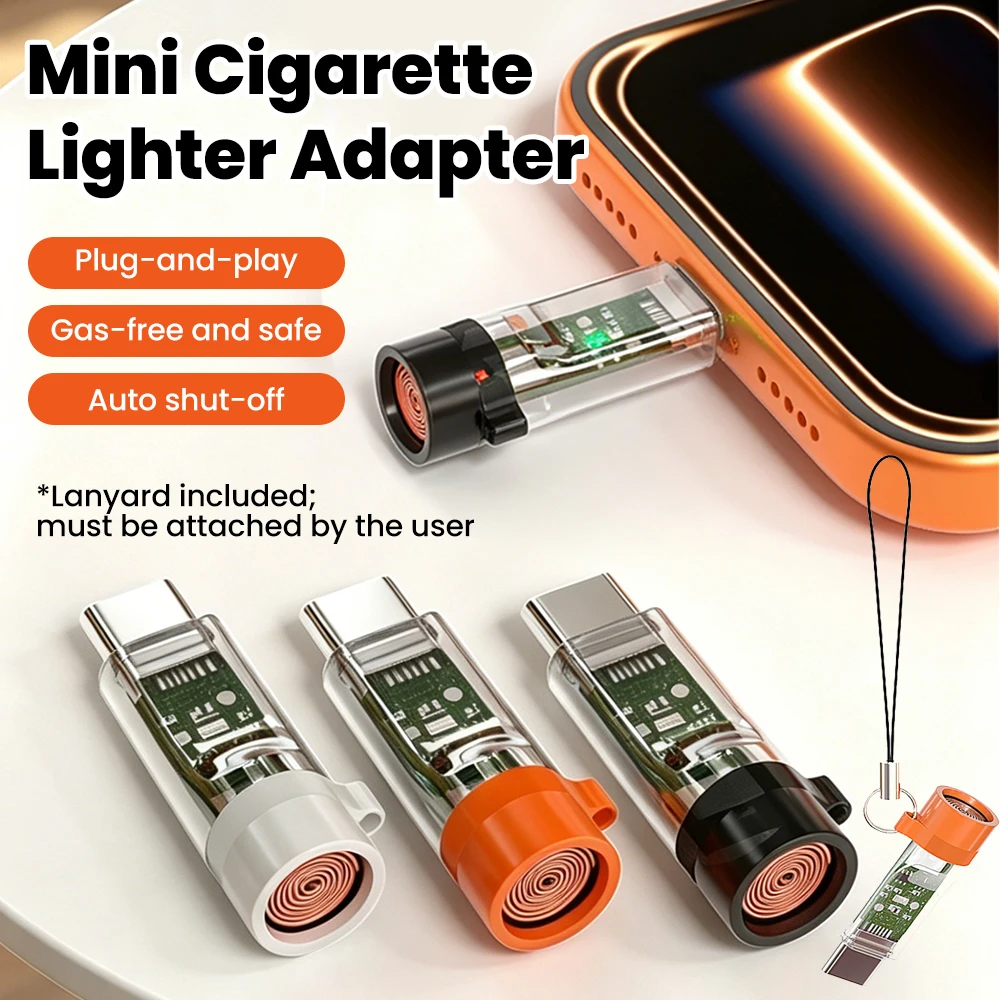 Mini Type C Cigarette Lighter Adapter Air Blowing Cigarette Lighter Outdoor Safety Portable Mini Cigarette Lighting Converter