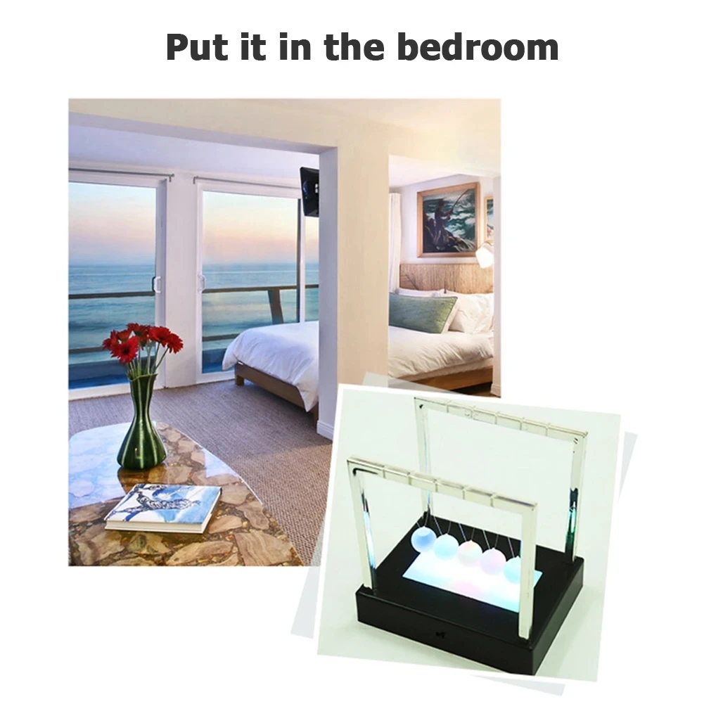 قاعدة نيوتن تضيء كرات التوازن ، ألعاب مضيئة للمنزل ، ديكور سطح المكتب ، هدية تطوير العلوم التعليمية