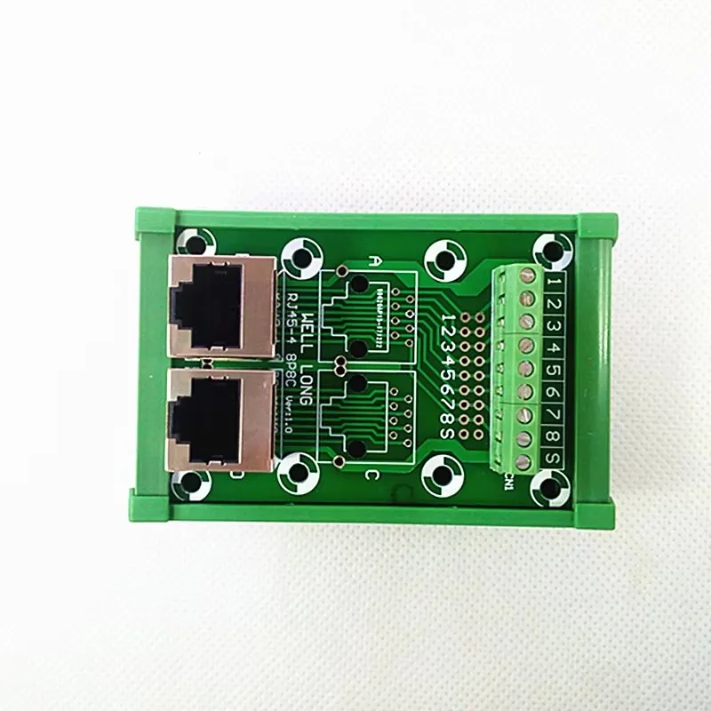 

Модуль RJ45 для монтажа на DIN-рейку, 2-сторонняя коммутационная плата RJ45 8P8C Jack, клеммная колодка, разъем.