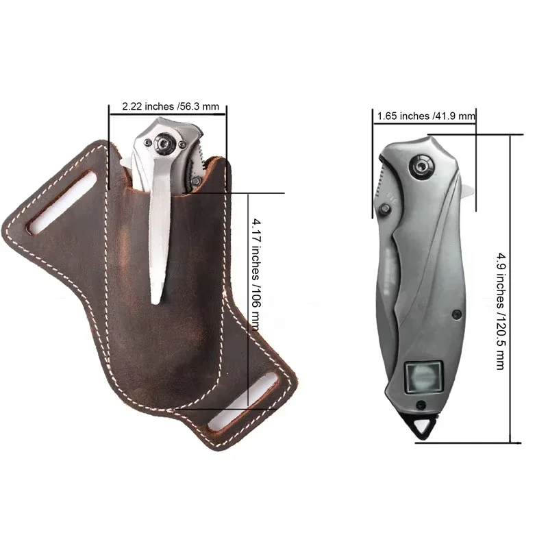 1 st Outdoor Tactiek Lederen Messen Schede EDC Lederen Schede voor Zakmessen Carrier Mini Messen Zaklamp Lederen Holsters