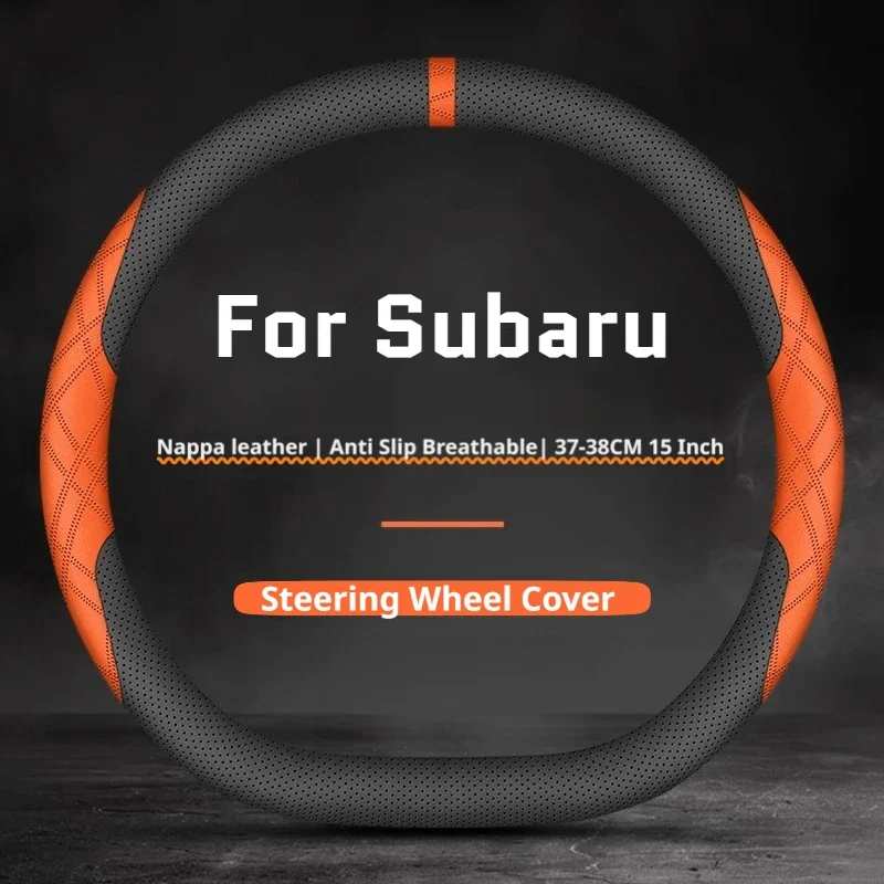 For Subaru Leather Car Steering Wheel Cover Ultra Thin Premium Fit Forester Outback Crosstrek Ascent Legacy WRX BRZ Accessories