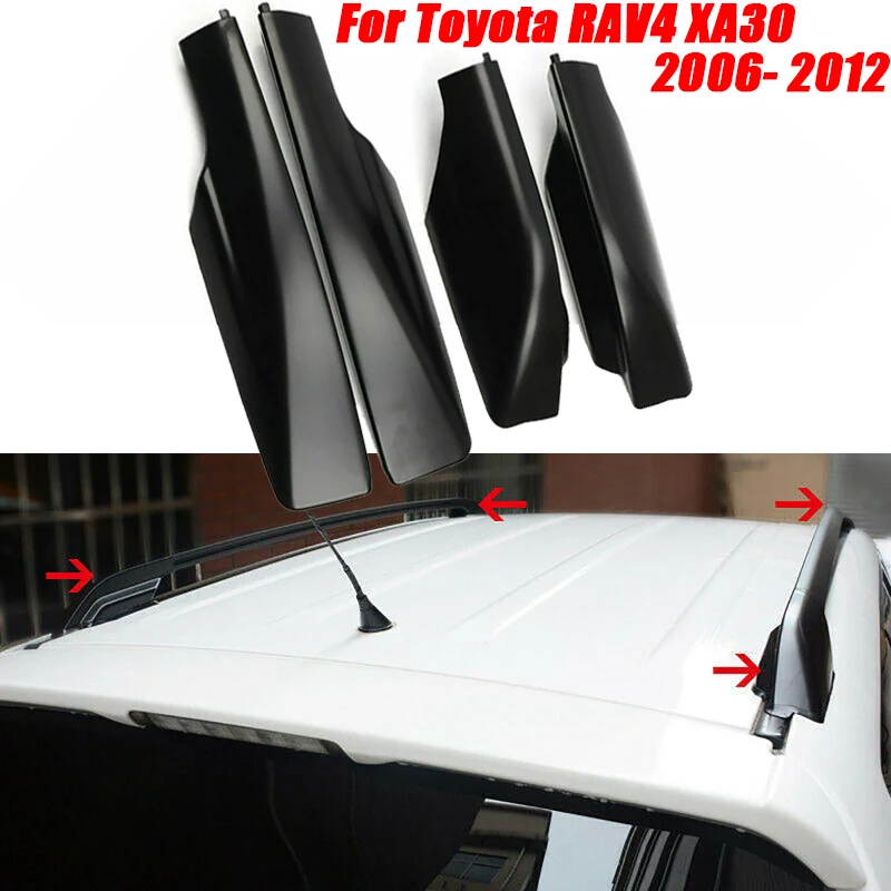 4pcs Car Roof Rack Cover Bar Rail End Shell Cap for Toyota RAV4 XA30 2006-2012