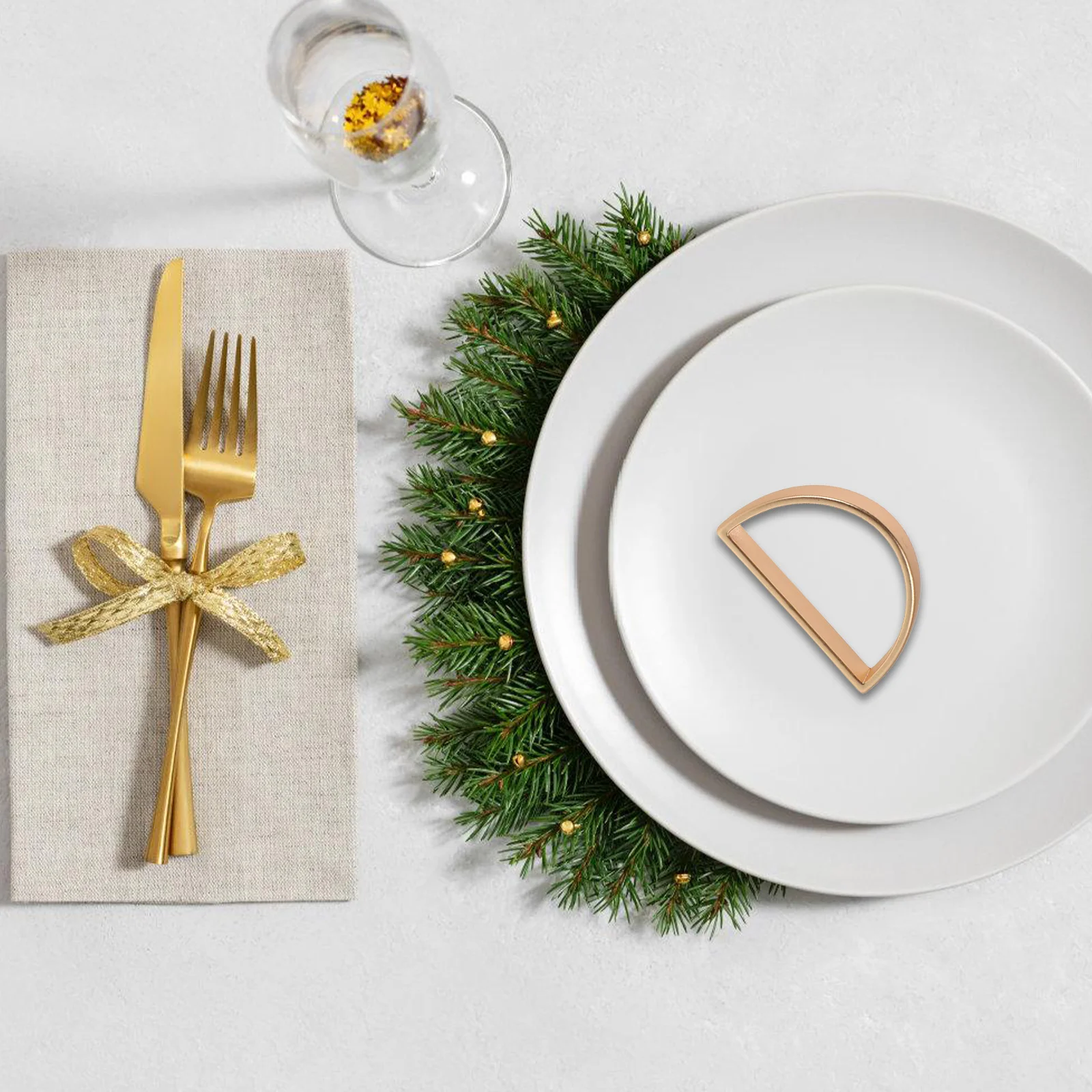 

10Pcs Napkin Rings Semi-Circle Zinc Alloy Modern Napkin Holders Decorative Table Accessories for Dining Banquets Parties