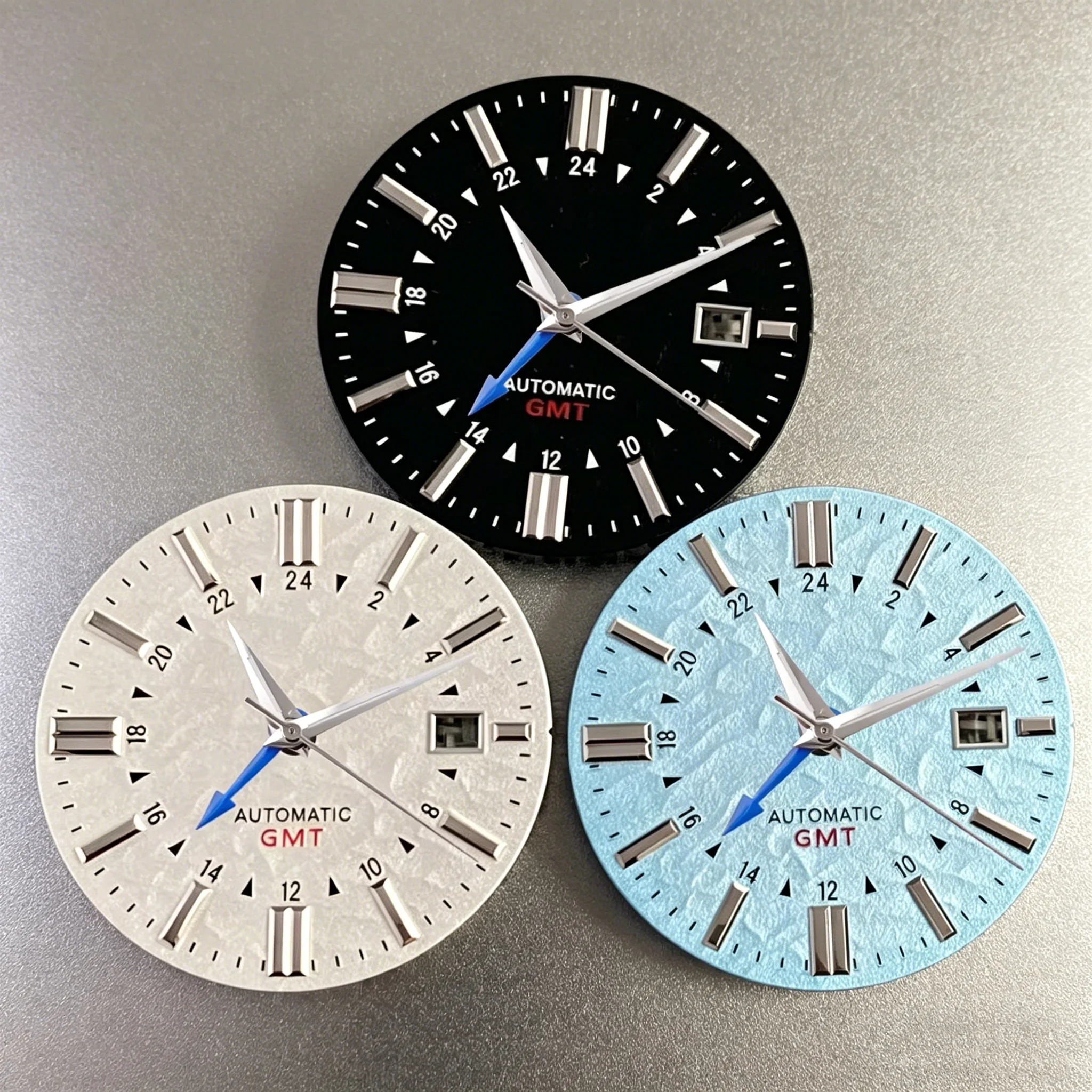 33.5mm NH34A Watch Dial for GMT NH34 Movement White/Blue/Black Metallic Markers Sterile Dial Face for Pilot Watch Mod