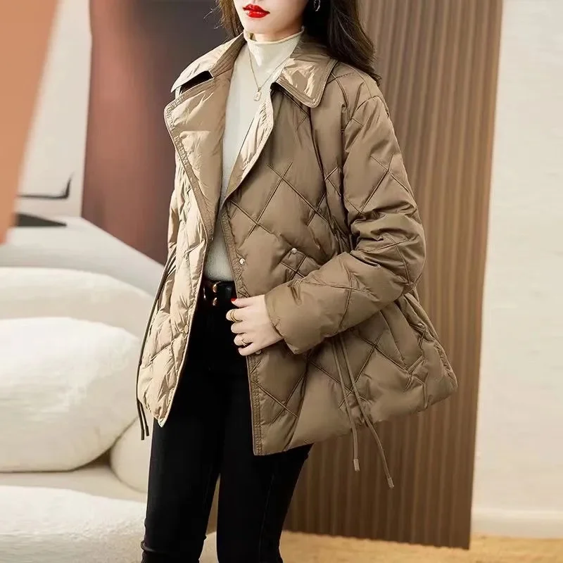 Suit Collar Light Down Cotton-padded Jacket Women\'s Winter 2023 New High-grade Slim Long-sleeved Short Cotton-padded Clothes Top