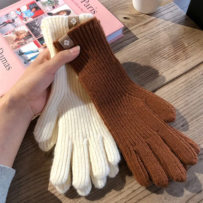 HOT Touch Screen Gloves for Playing Phone Women Winter Thicken Warm Knitted Stretch Gloves Full Finger Outdoor Skiing Gloves Y2K