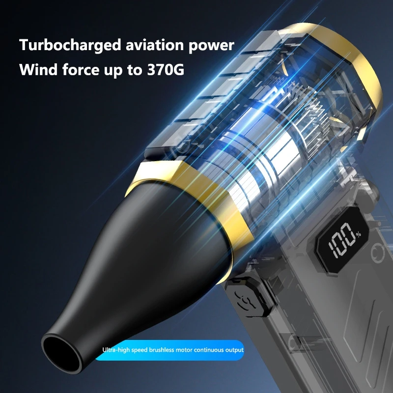990000RPM Turbo Jet Blower Vacuum 370G Blowing Force High Speed Air Blower Wireless Compressed Air Duster Portable Fan