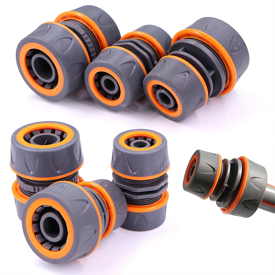 1/2'3/4' Three Types Garden Hose Quick Connector Leakproof Plastic Hose Joiner with Orange Seal Ring for Watering Easy to Instal