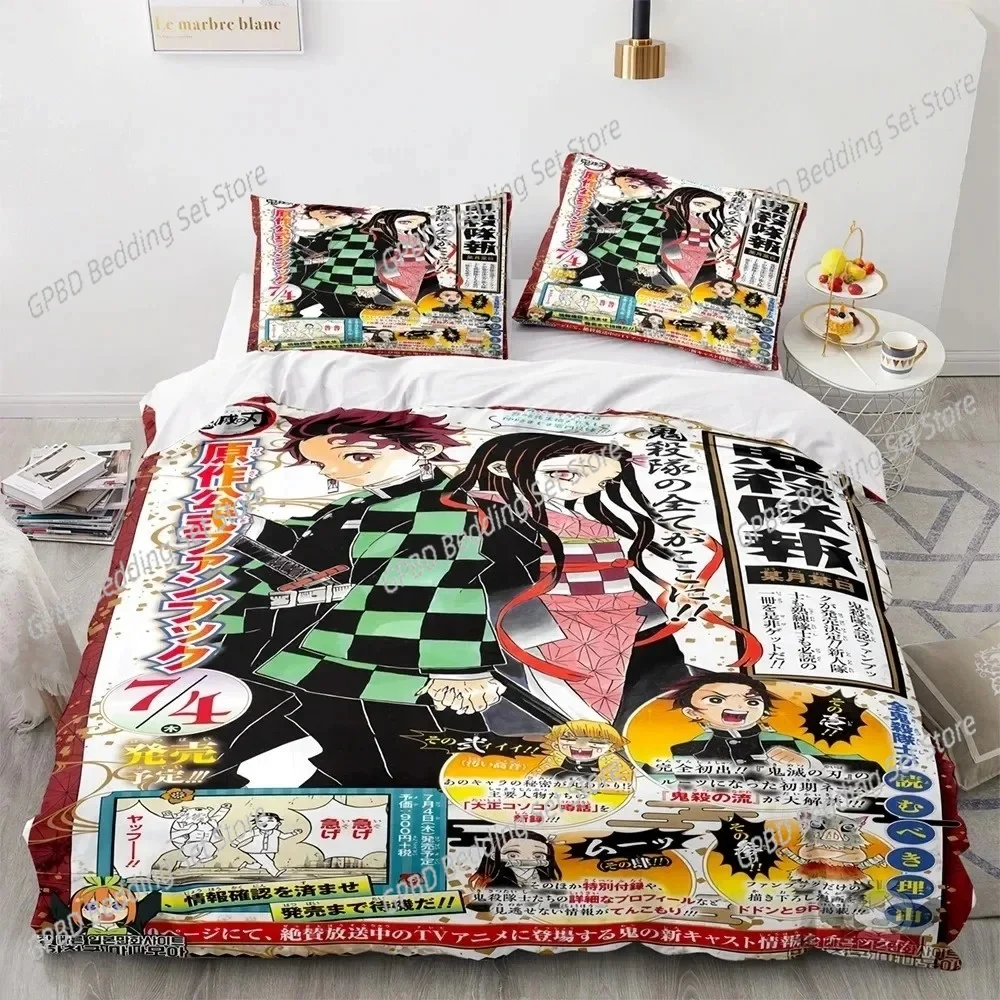 

Anime Demon Slayer Kamado Tanjirou Bedding Set Duvet Cover Bed Set Quilt Cover Pillowcase Comforter king Queen Size Boys Adult