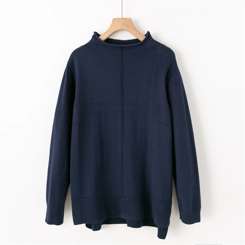 ربيع جديد وصول المرأة محبوك طويل Sve f عالية الياقة بسيطة Sle سترة الدكتور الحلو جولة Ne قطعة واحدة