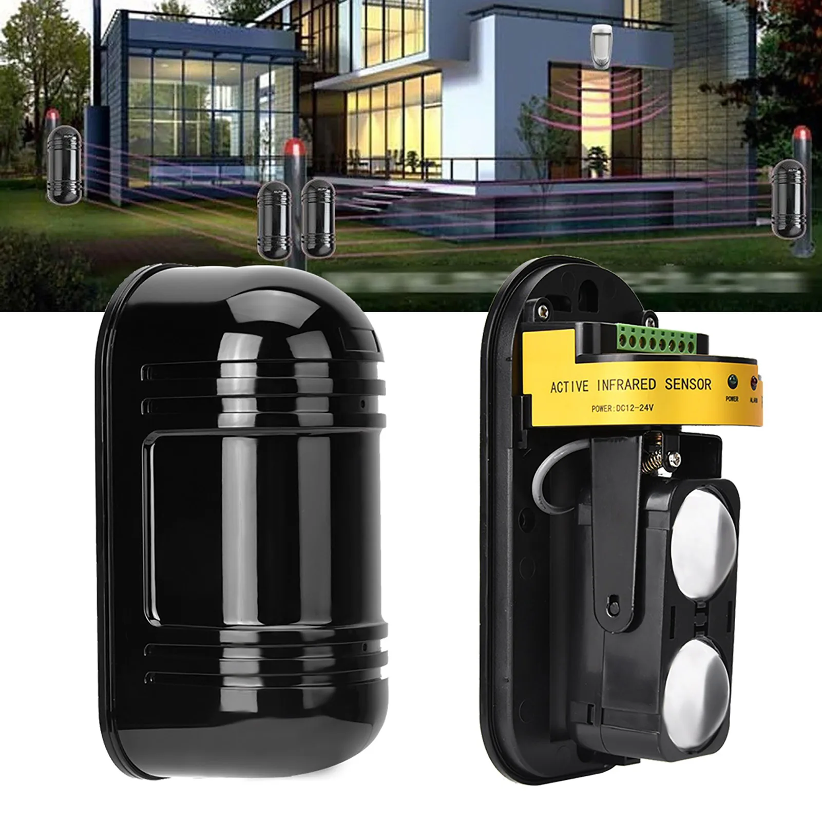 Anti-rain 2 Beam Infrared Beam 20m~150m Wall Gate Window Photoelectric Infrared Double Beam Detector Perimeter Protection