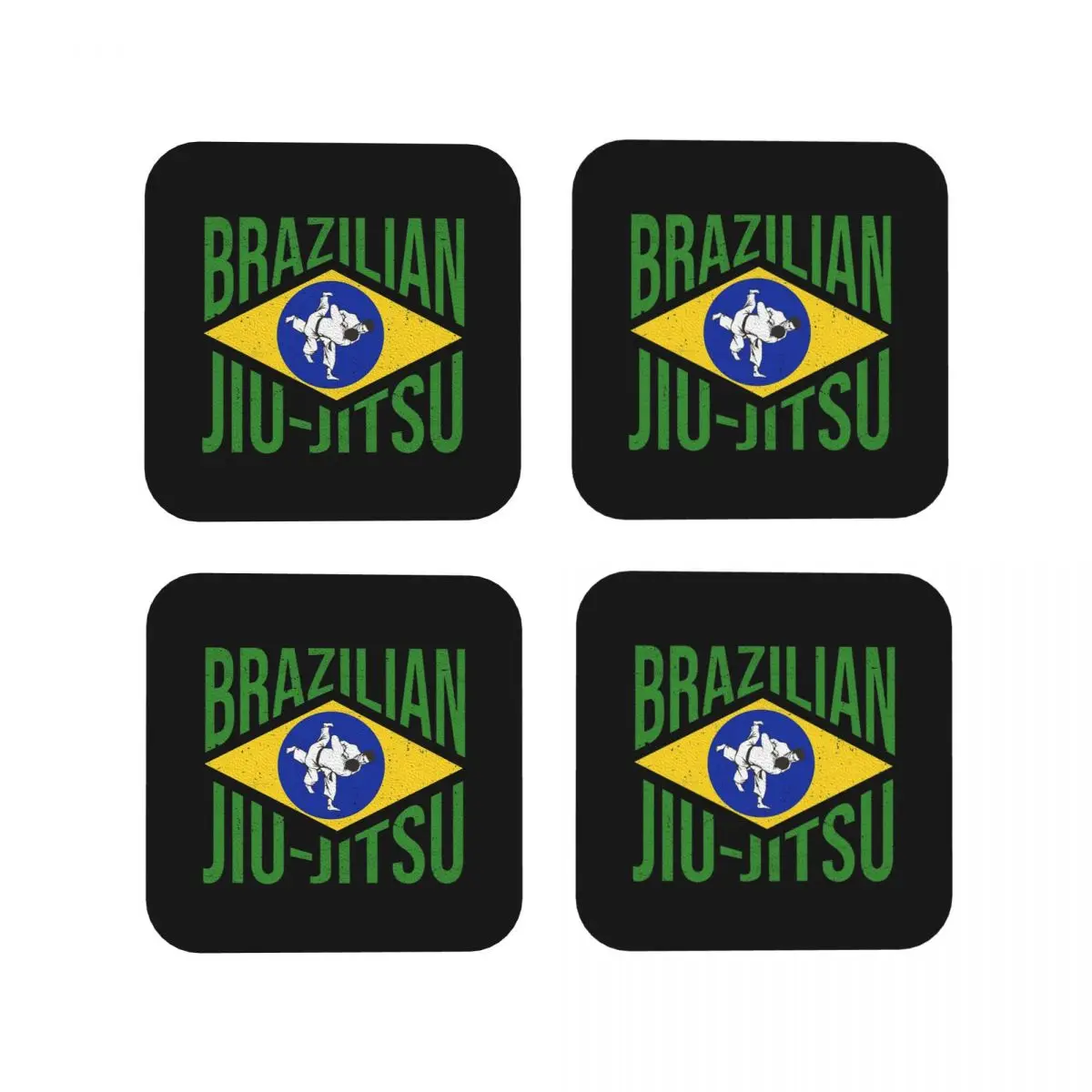 Brazilian Jiu-Jitsu BJJ - Gift For Martial Arts Lovers Coasters Kitchen Placemats Insulation Cup Coffee Mats For Decor Set of 4