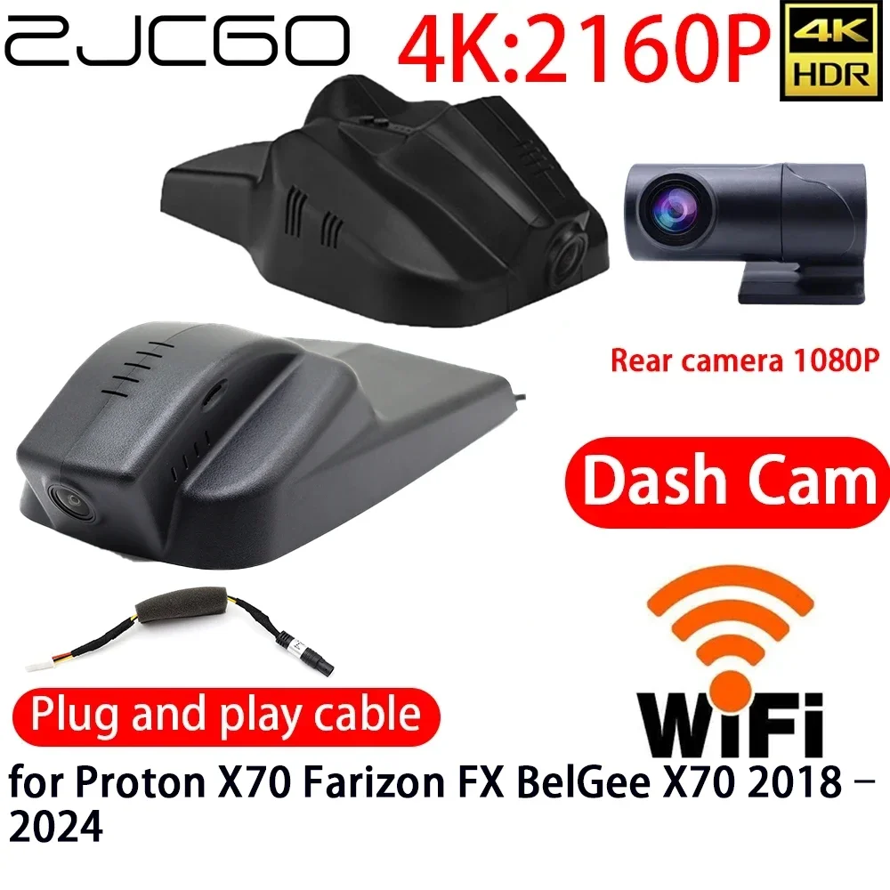 ZJCGO 4K DVR Dash Cam Wifi Front Rear Camera 24h Monitor for Proton X70 Farizon FX BelGee X70 2018–2024