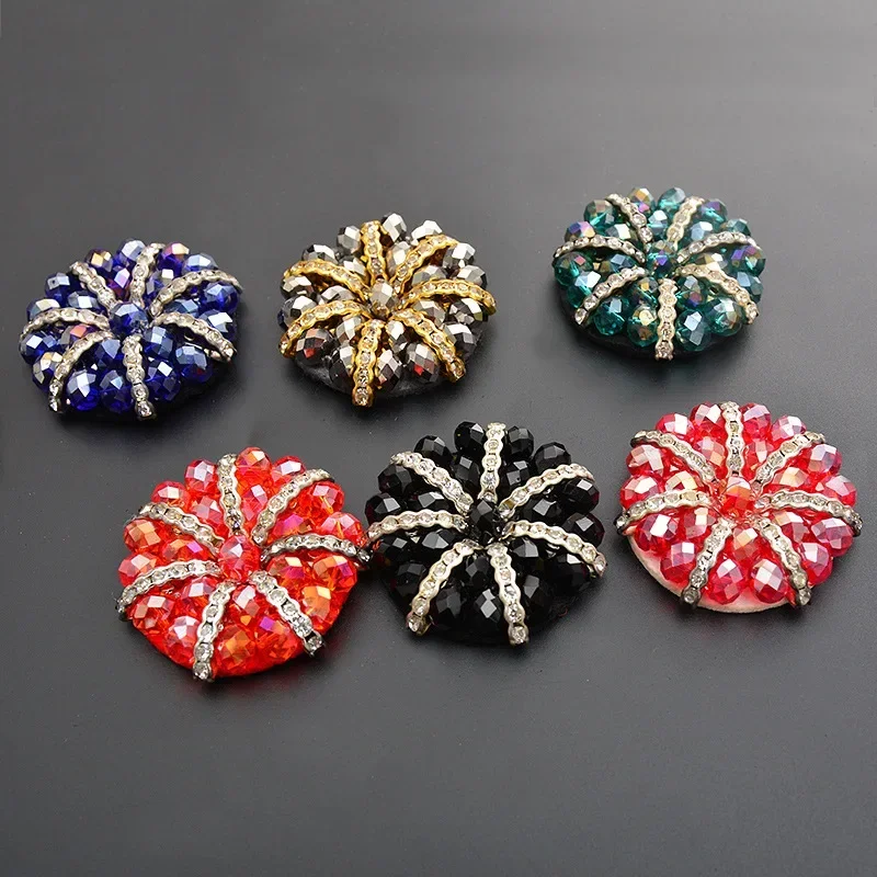 

Color Round Crystal Handmade Beads Cloth Sticker Rhinestone Pearl Clothing Decal DIY Patch Fashion Accessories Hand Sewn