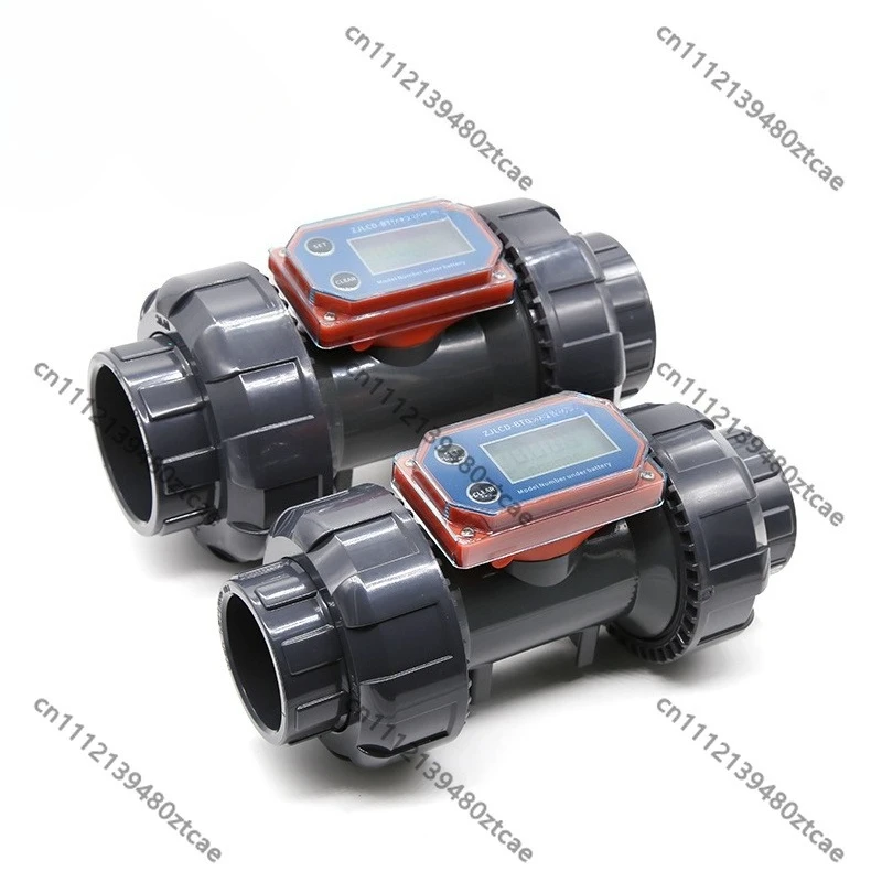 PVC Turbine Water Flow Meter 60.3mm ANSI 60-1160PM Battery Powered Digital Display Paddle Wheel Flow Sensor