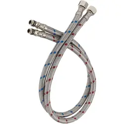 1Pair Single Head Cold and Hot Water Inlet Pipe Stainless Steel Woven Sink Faucet Connector Kitchen Basin Plumbing Hoses