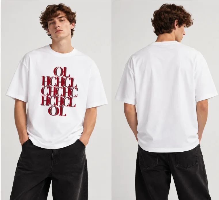 Unisex Cotton Short Sleeve T Shirt Men Women 3D Stacked Letter Print White Crew Neck Loose Casual Streetwear Tops